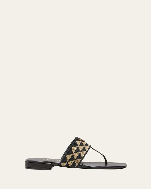 Triangle Jacquard Flat Thong Sandals