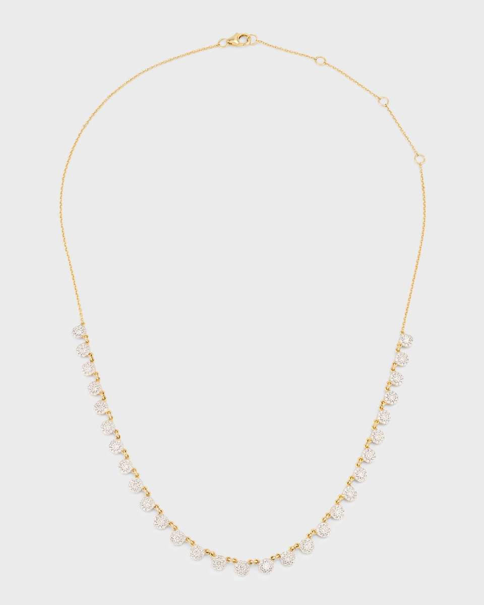 14K Yellow Gold Diamond Disc Necklace