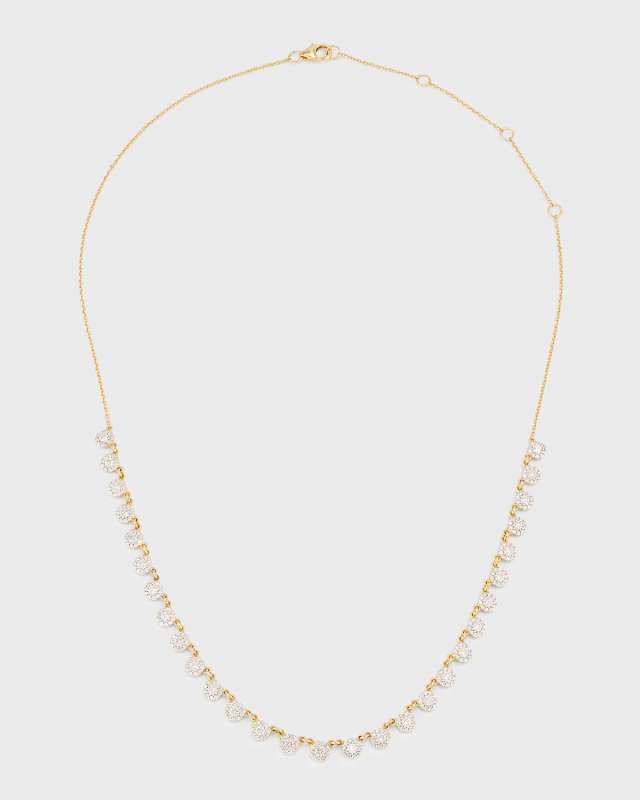 14K Yellow Gold Diamond Disc Necklace