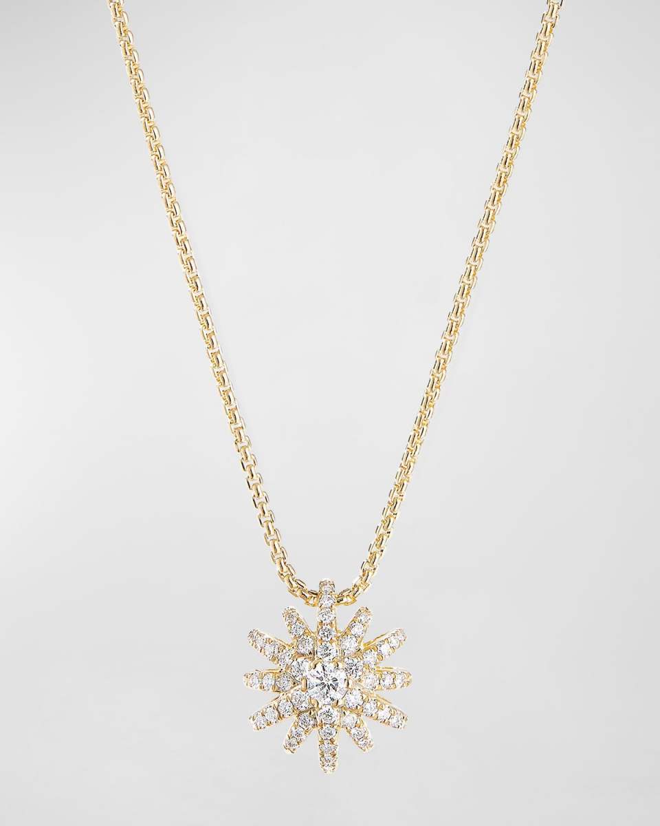 Starburst Pendant 18k Diamond Pave Necklace
