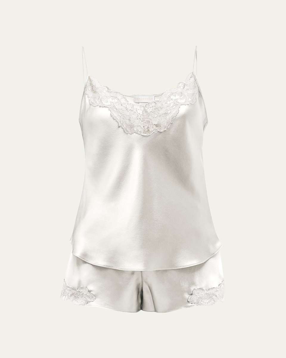 Bijoux Short Lace-Trim Silk Pajama Set