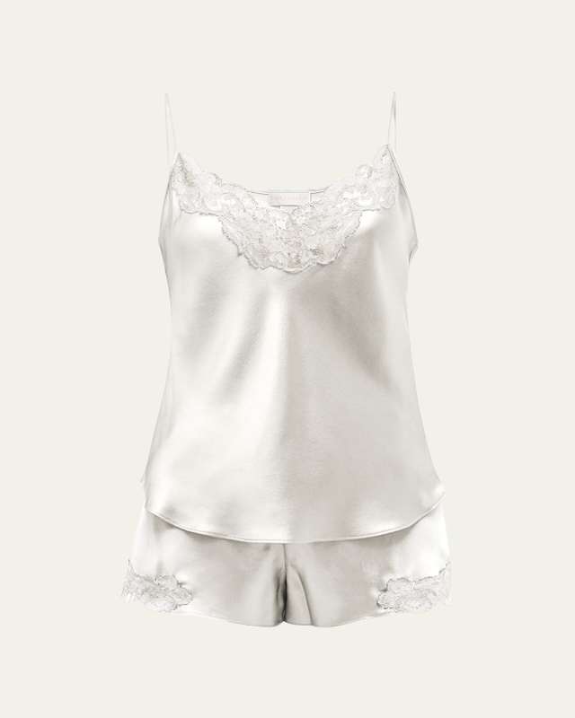 Bijoux Short Lace-Trim Silk Pajama Set