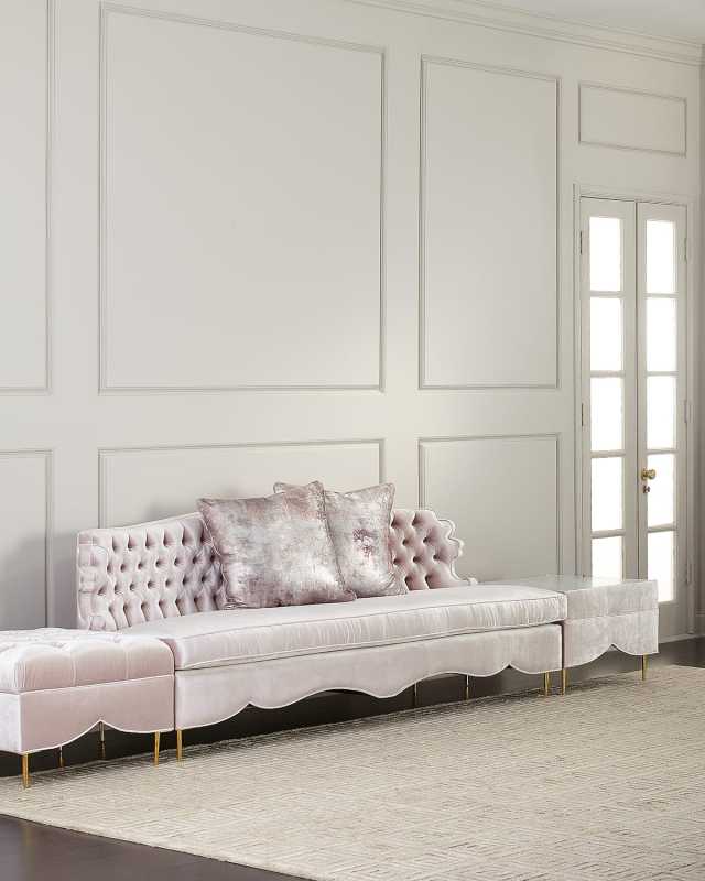 Valentina Sofa, Ottoman, and Marble-Top Side Table