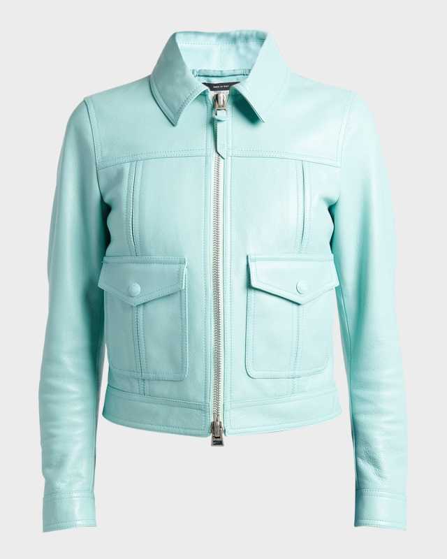 Shiny Grainy Calf Leather Jacket