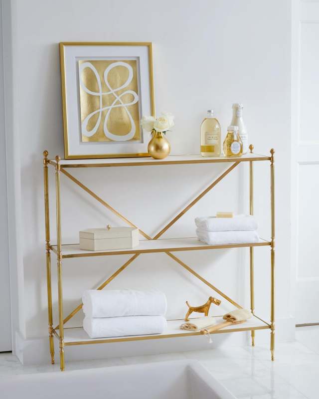 Acorn Brass Open Shelf Console