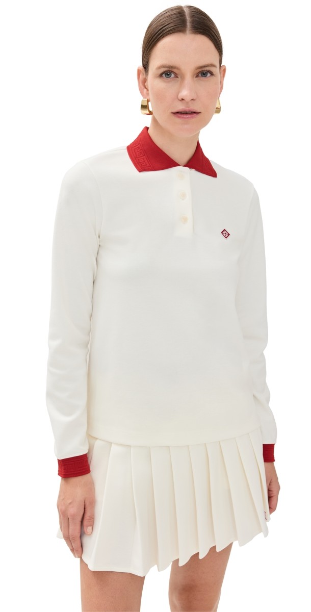 Casablanca Long Sleeve Polo White Diamond Logo