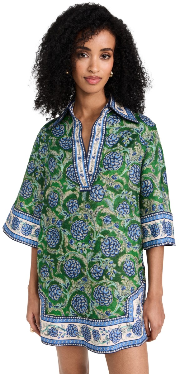 Zimmermann Junie Tunic Dress Green/Blue Floral
