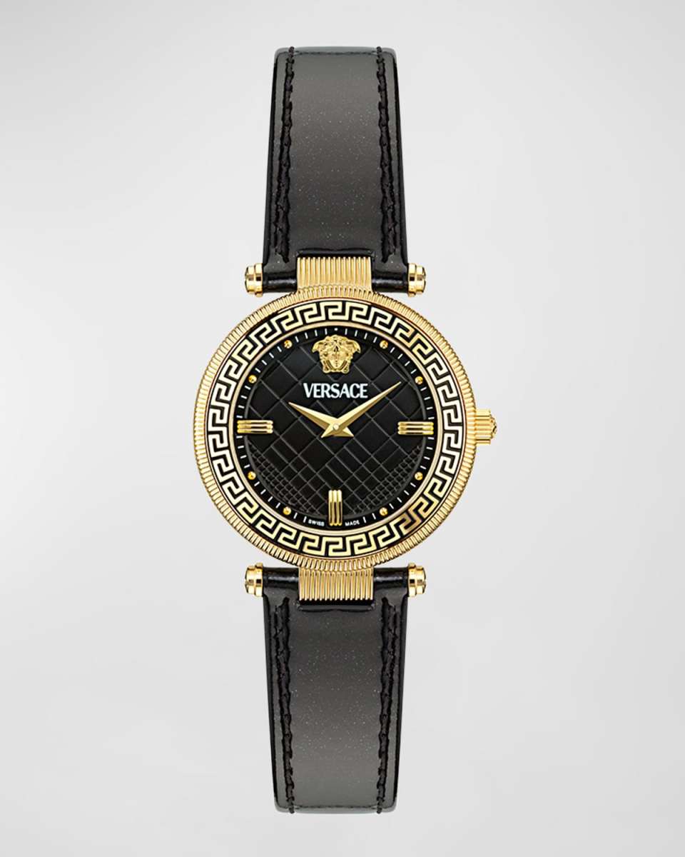 Reve IP Yellow Gold Leather Strap Watch, 35mm
