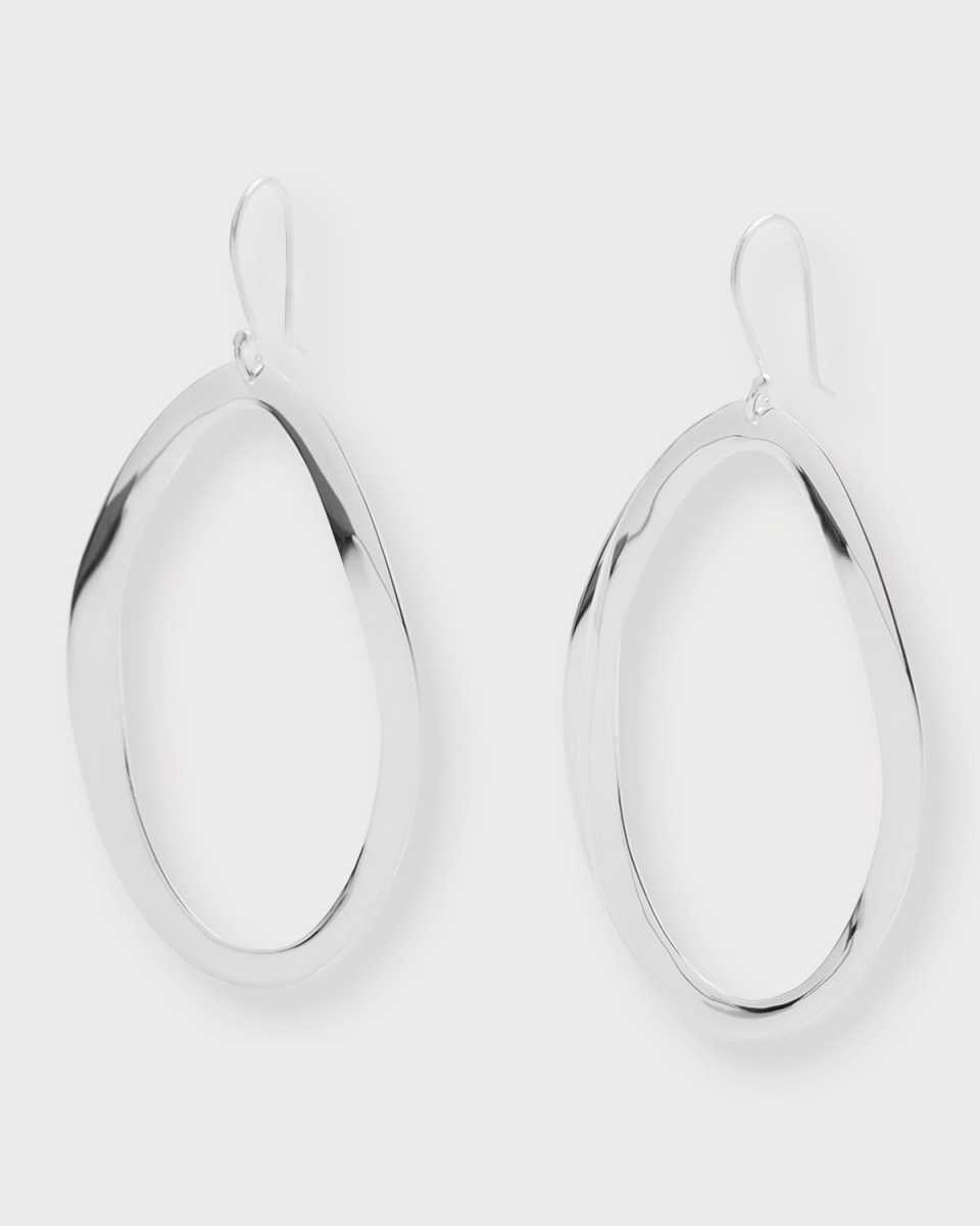 Wavy Oval Drop Earrings in Sterling Silver