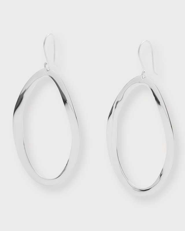 Wavy Oval Drop Earrings in Sterling Silver