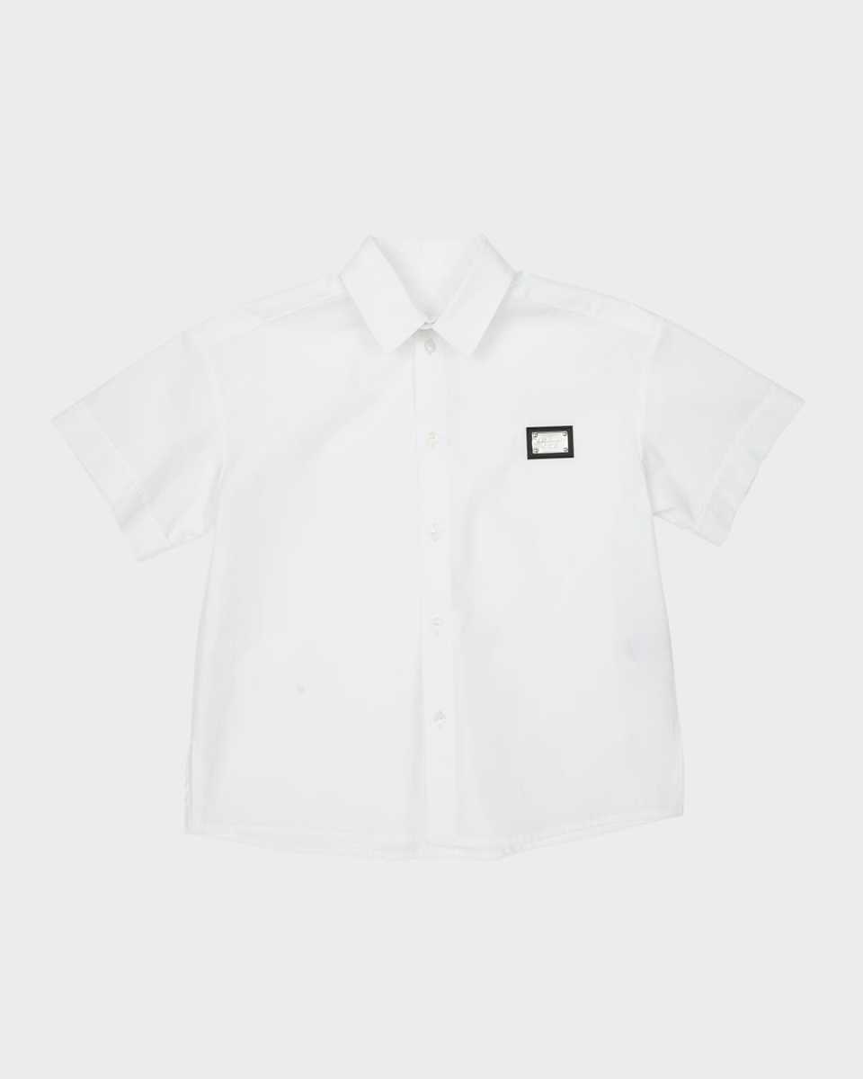 Boy's DNA Logo Plaque Button Down Shirt, Size 4-6