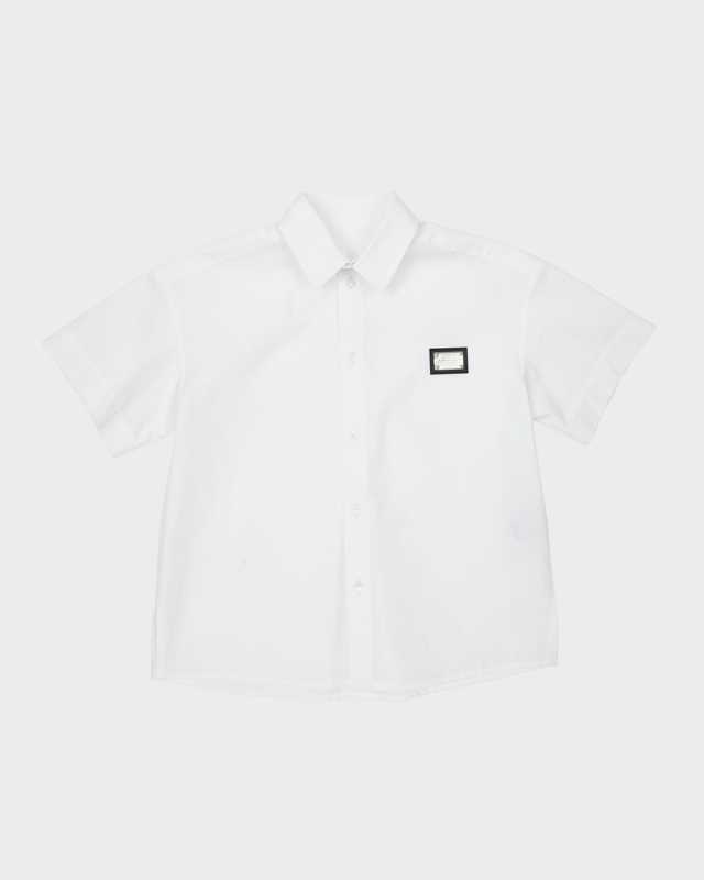 Boy's DNA Logo Plaque Button Down Shirt, Size 4-6