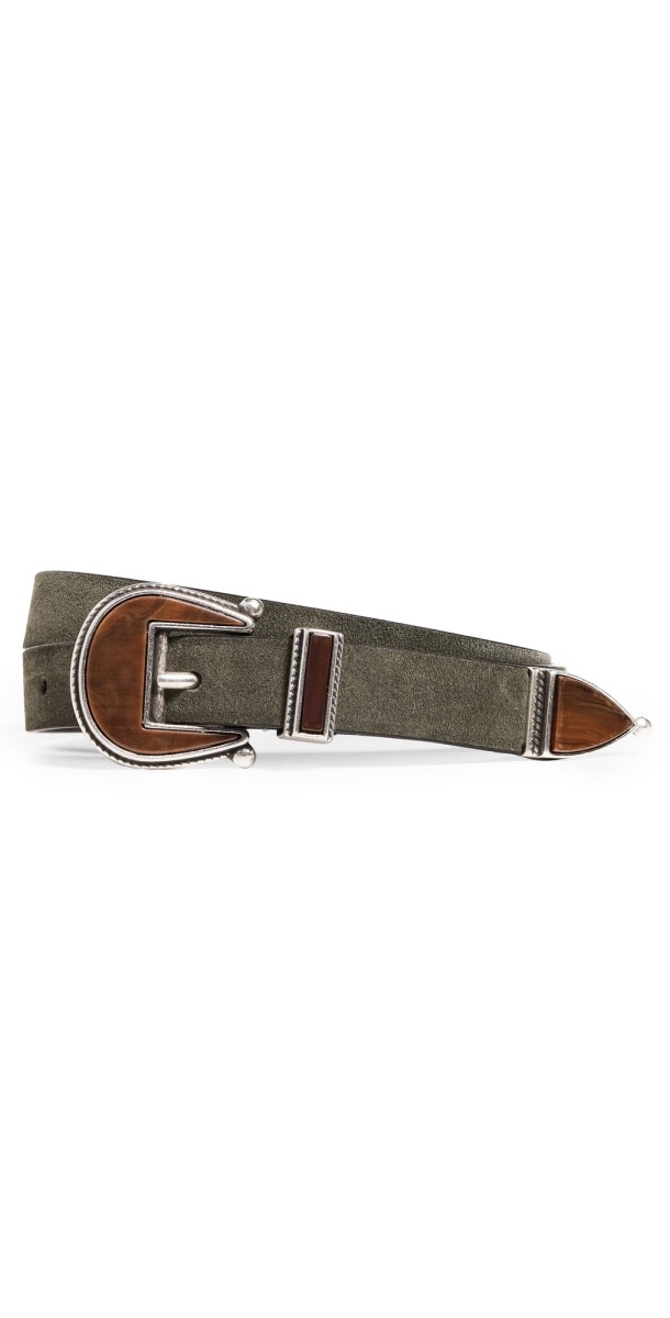 Anderson's Skinny Suede Western Buckle Belt Black