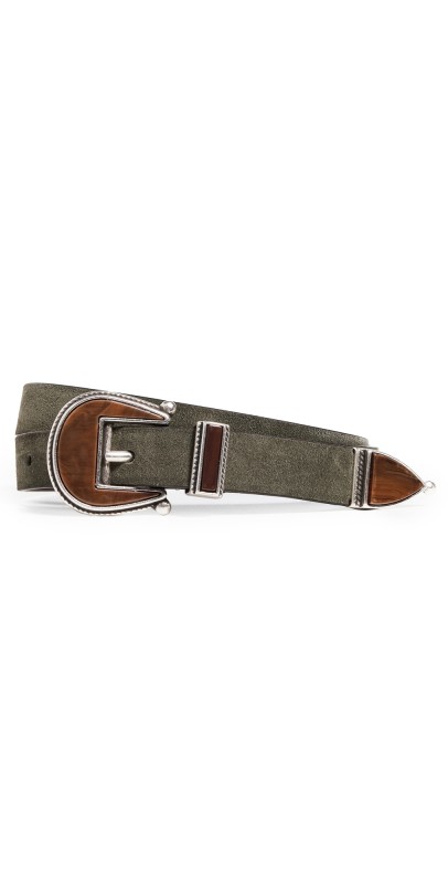 Anderson's Skinny Suede Western Buckle Belt Black