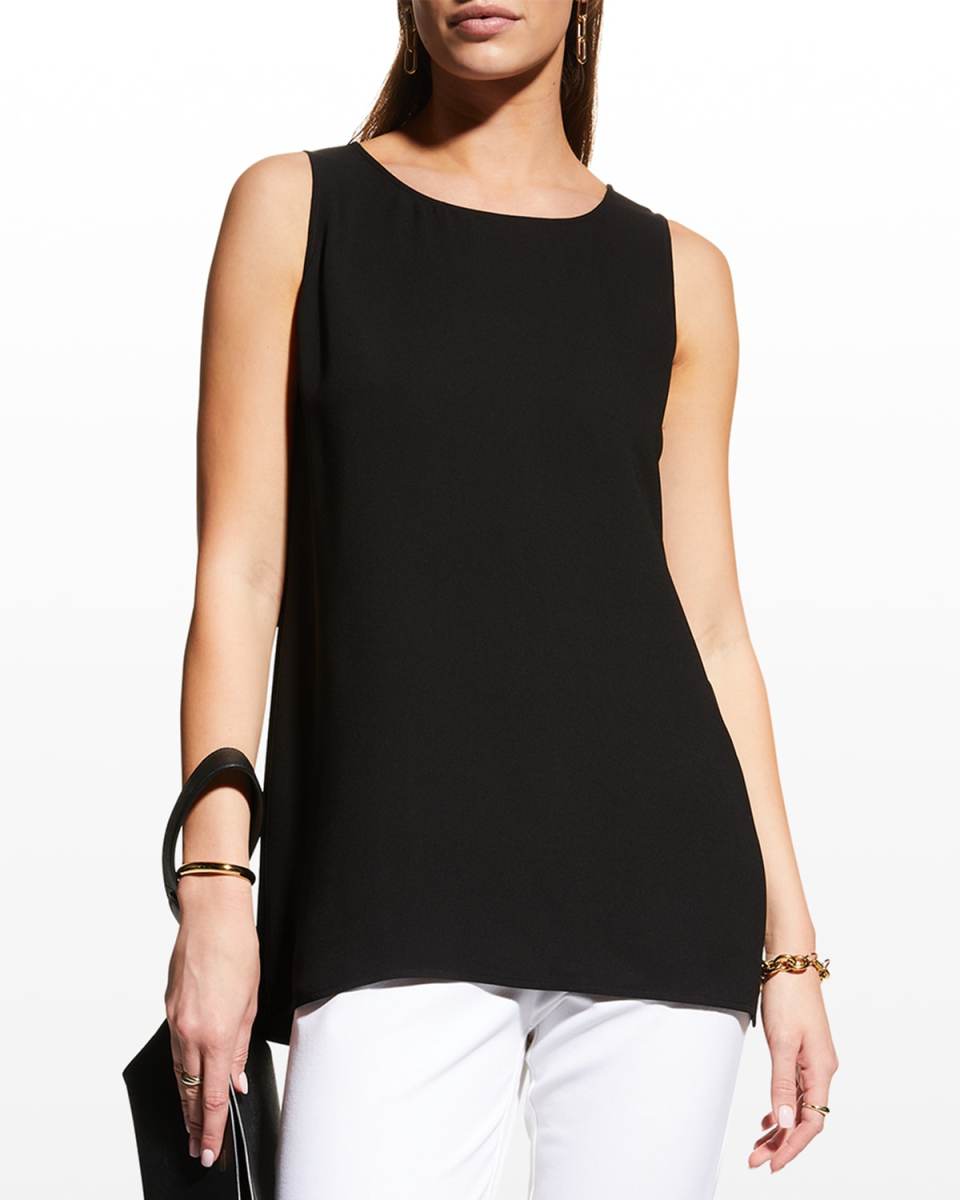 Ruthie Sleeveless High-Low Hem Silk Blouse