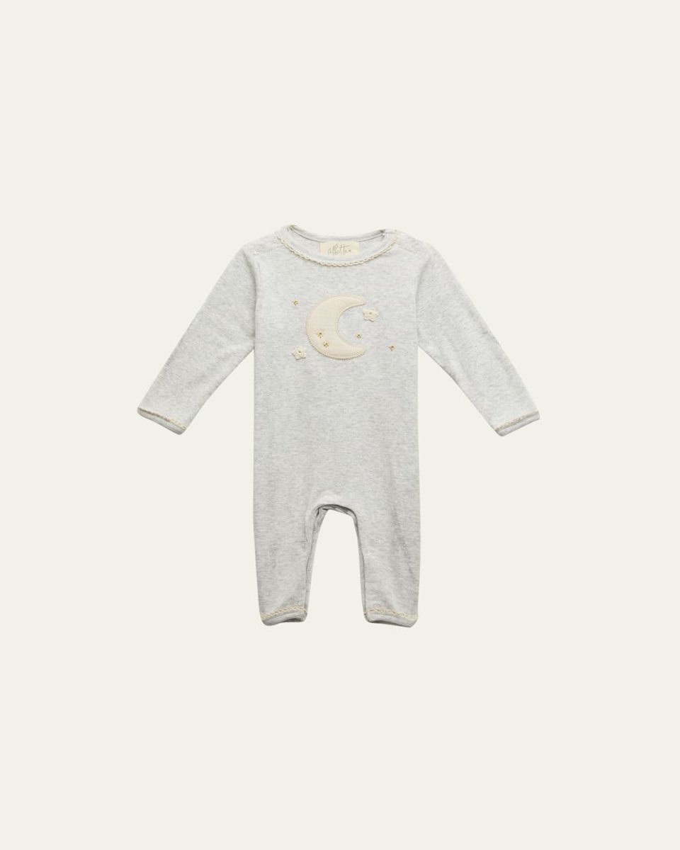 Kid's Moon & Stars Crotched Playsuit, Size Newborn-12M