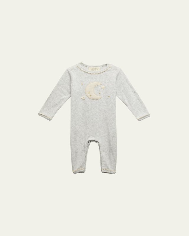Kid's Moon & Stars Crotched Playsuit, Size Newborn-12M