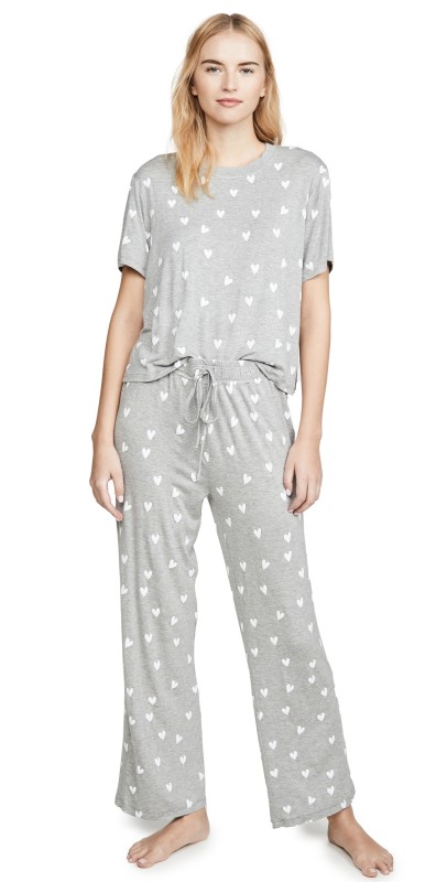 Honeydew Intimates All American PJ Set Heather Grey Hearts