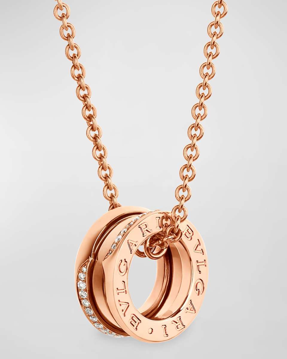 B. Zero1 Rose Gold Wave Diamond Pendant Necklace