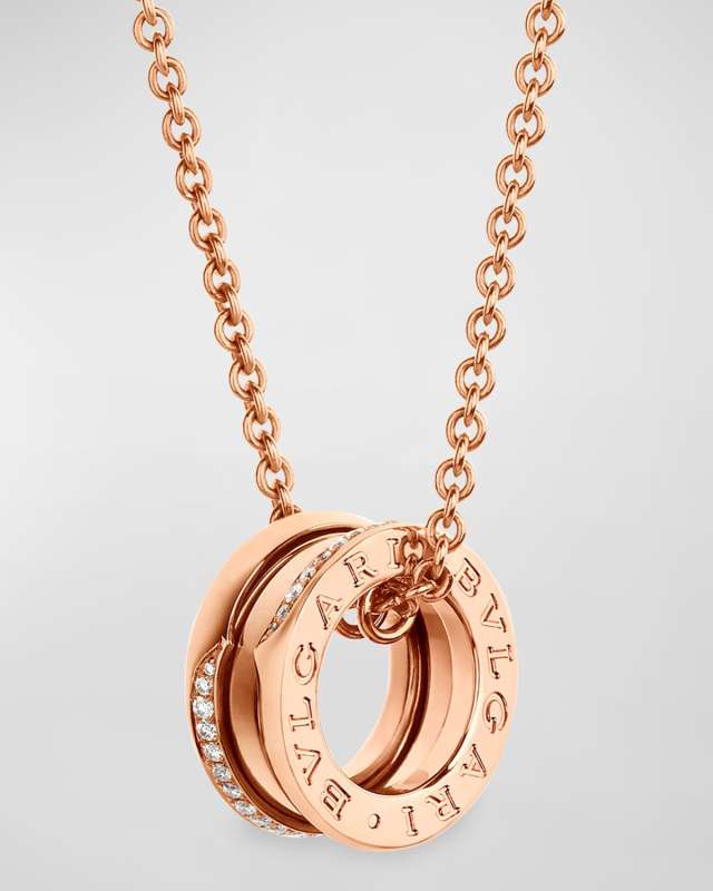 B. Zero1 Rose Gold Wave Diamond Pendant Necklace