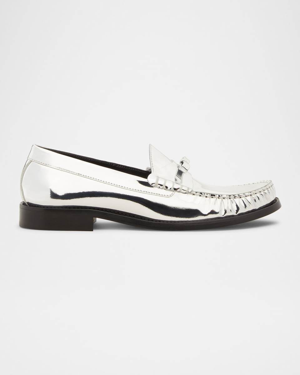 Lottie Mirror Leather Bow Loafers