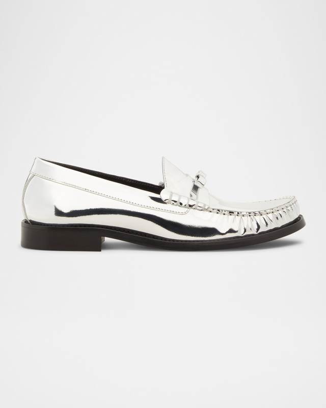 Lottie Mirror Leather Bow Loafers