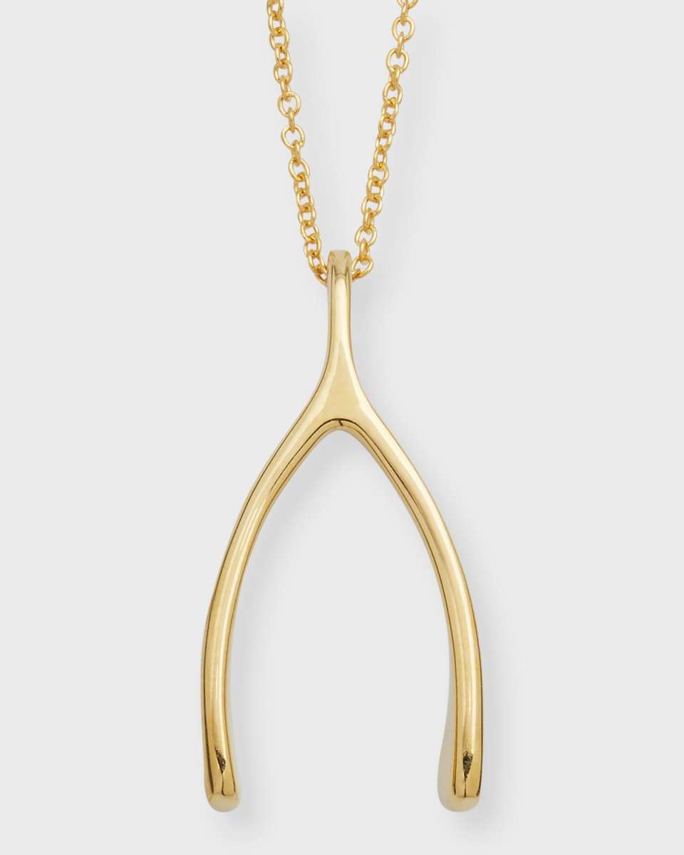 18k Wishbone Pendant Necklace
