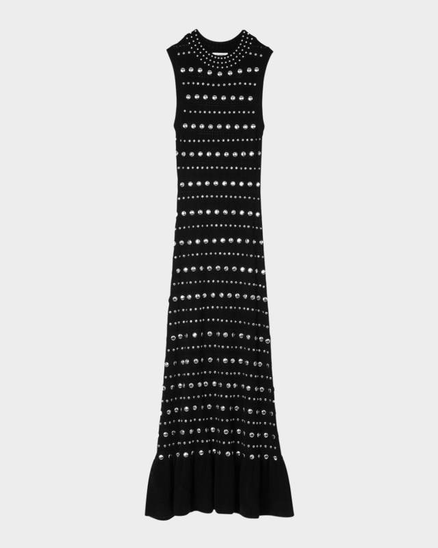 Venus Studded Stretch Knit Maxi Dress