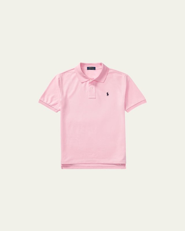 Boy's Short-Sleeve Logo Embroidery Polo Shirt, Size S-XL