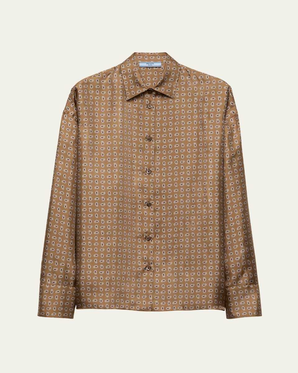 Paisley Button Down Silk Twill Blouse