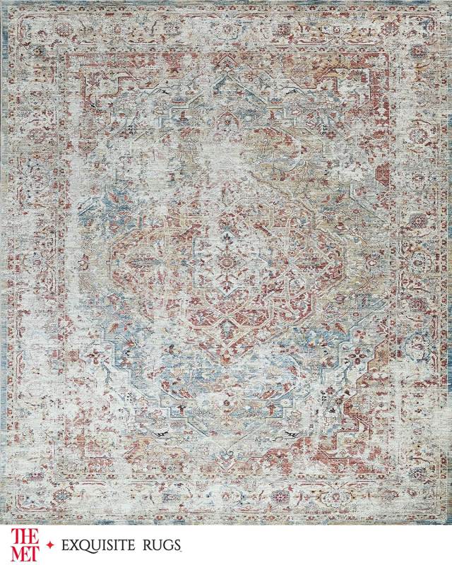 Antique Loom Rust & Light Blue Rug, 9' x 12'