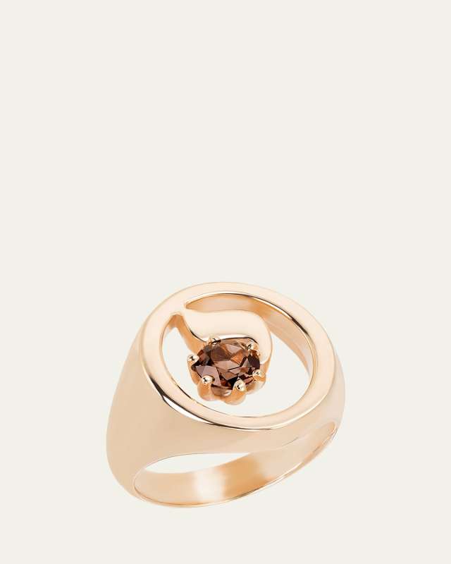 18K Gold Hebrew YOD Initial Signet Ring