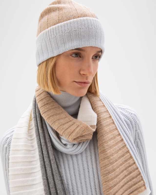Colorblock Ribbed Cashmere Scarf