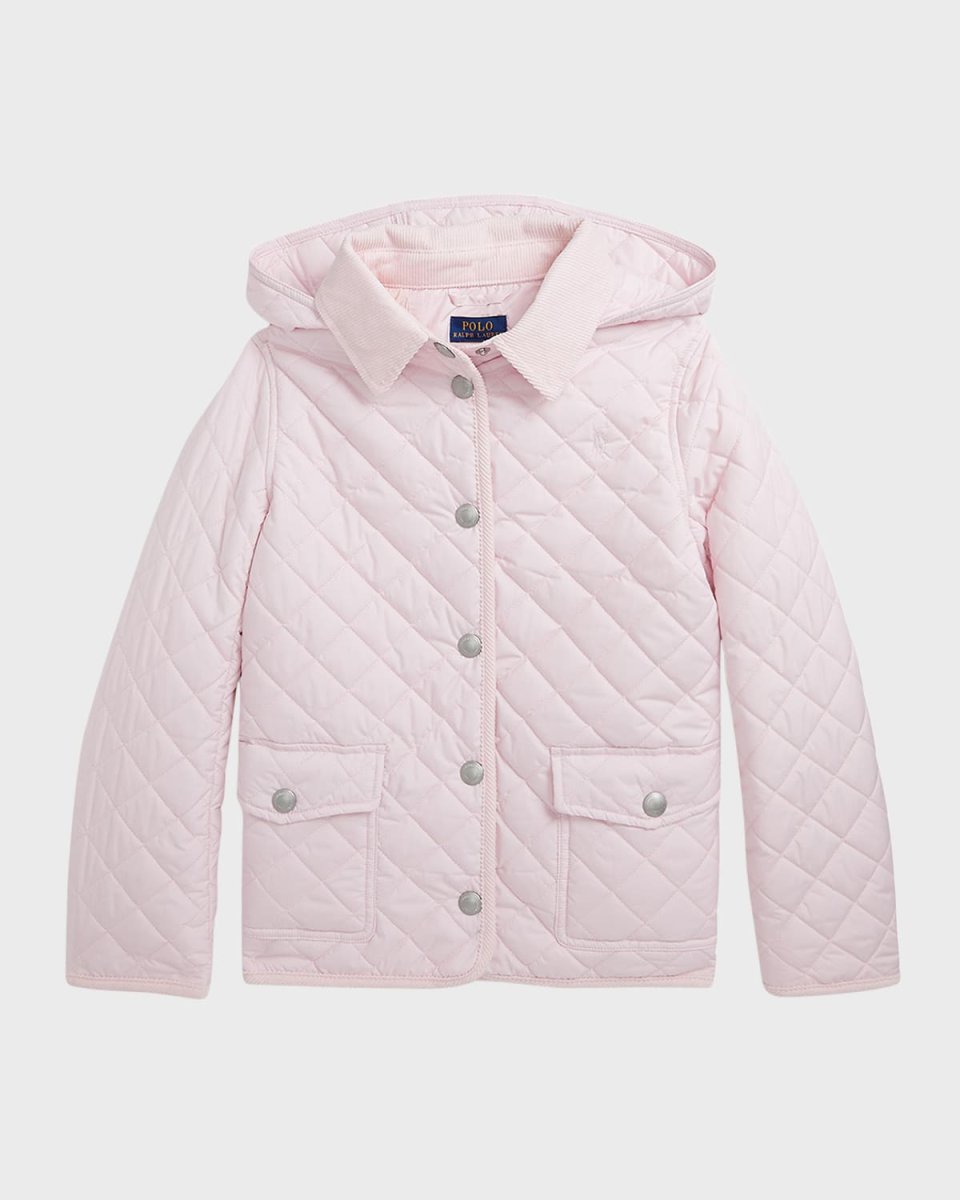 Girl's Audrey Quilted Collared Jacket, Size 2-