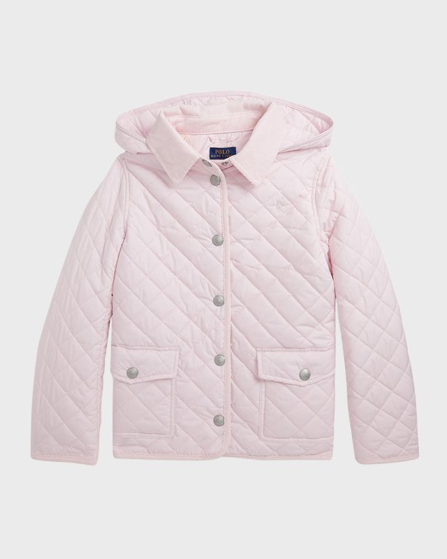 Girl's Audrey Quilted Collared Jacket, Size 2-6X