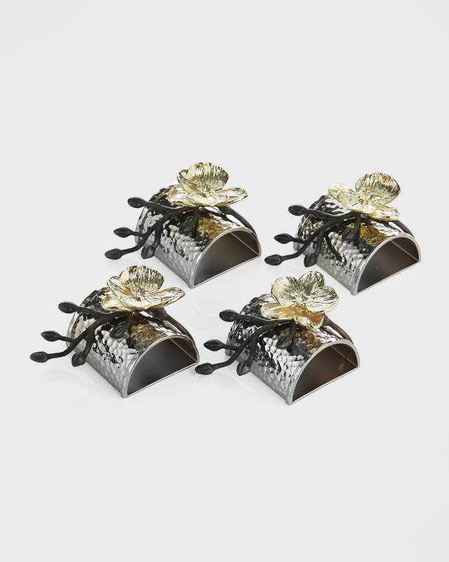 Four Gold Orchid Napkin Rings