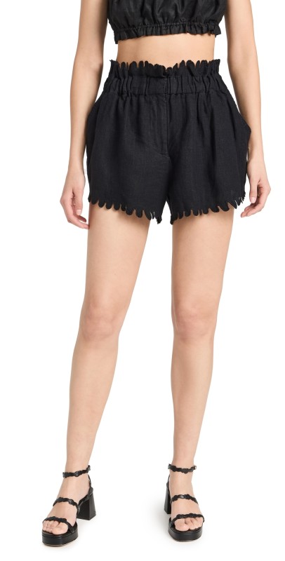 Sea Liat Embroidery Shorts Black