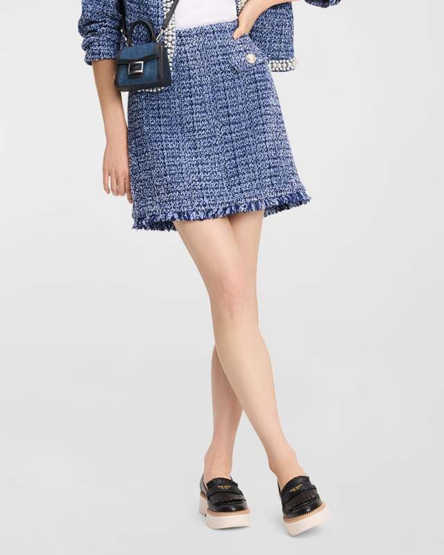 gabrielle pearly-embellished tweed mini skirt