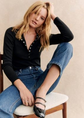 SEZANE Reese T-Shirt  Black