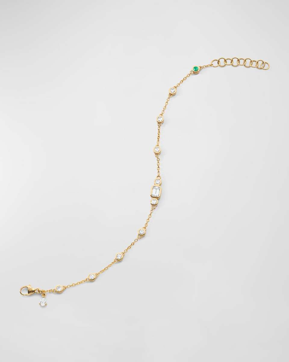 18k Yellow Gold Staggered Diamond Tennis Bracelet