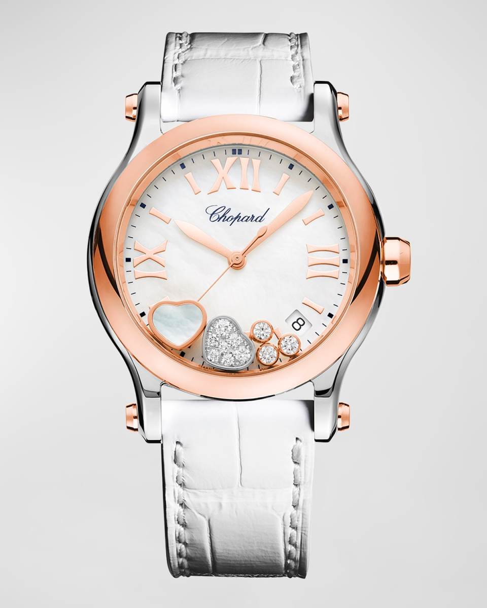 Happy Hearts 36mm 18K Rose Gold Diamond Watch