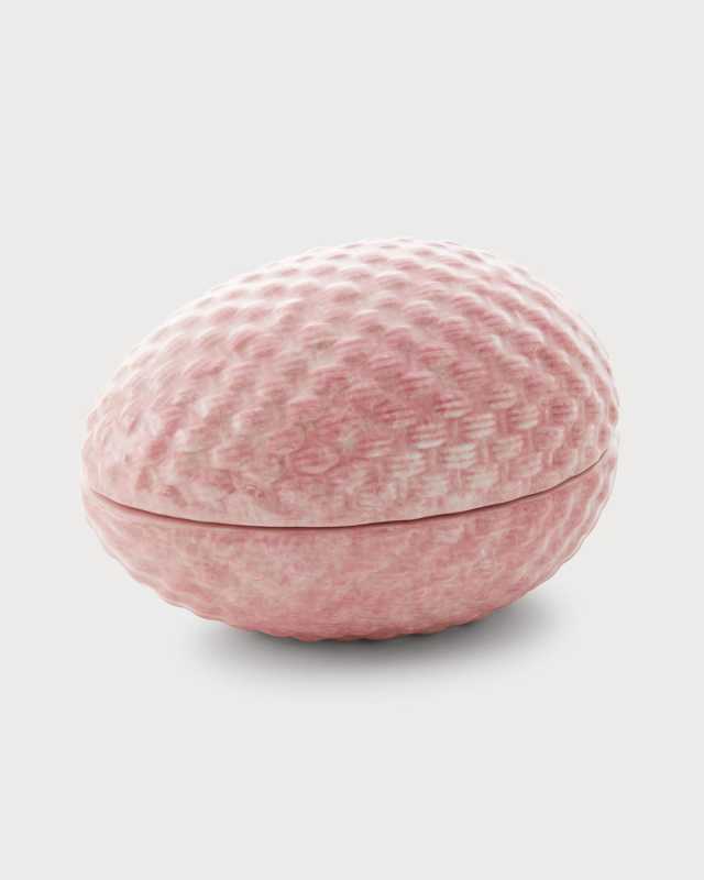 Pink Wicker-Textured Easter Egg Box