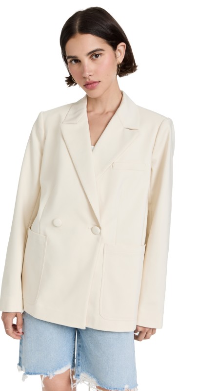 Good American Woven Blazer 2.0 Bone001