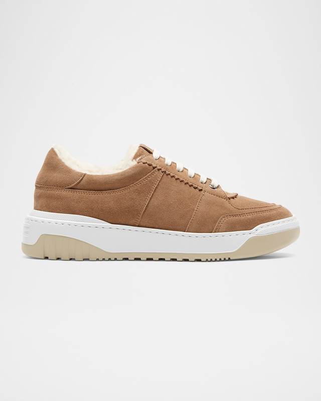 Klare Suede Shearling Low-Top Sneakers