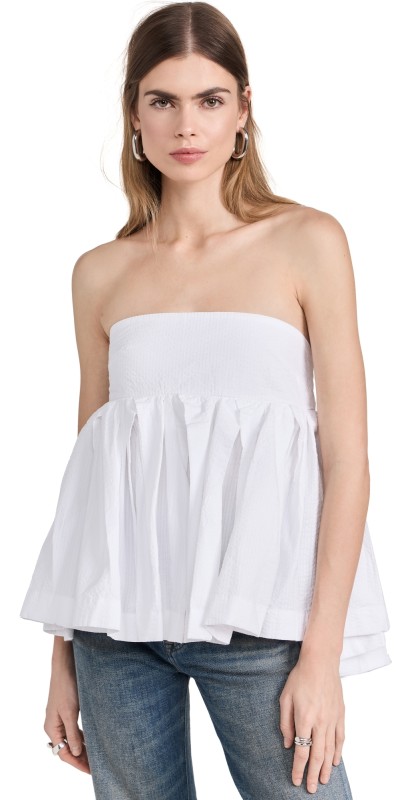 Marques Almeida Strapless Peplum Top White