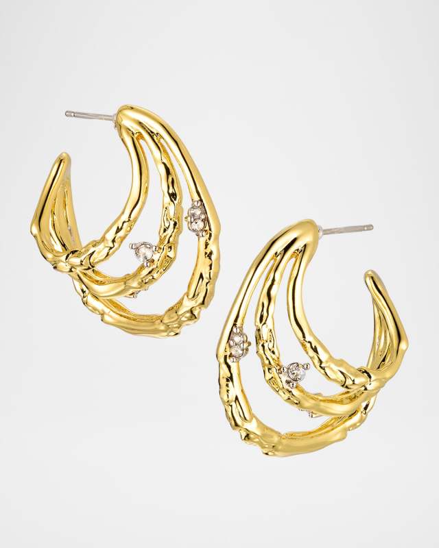 Brut Gold Crystal Thorn Orbit Hoop Earrings