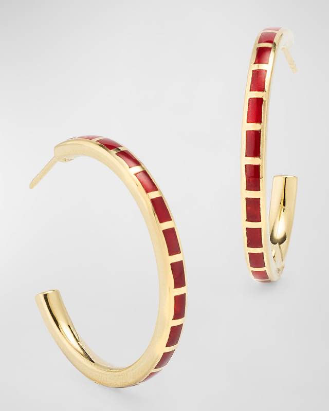 Dash Rectangle Gemstone Hoop Earrings