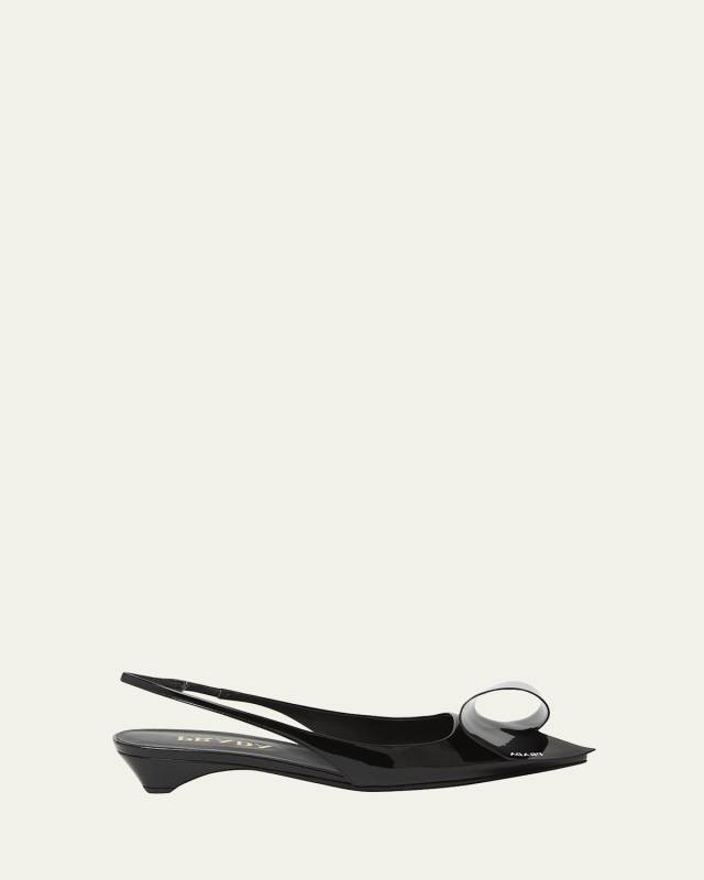 Vernice Patent Ribbon Slingback Ballerina Pumps
