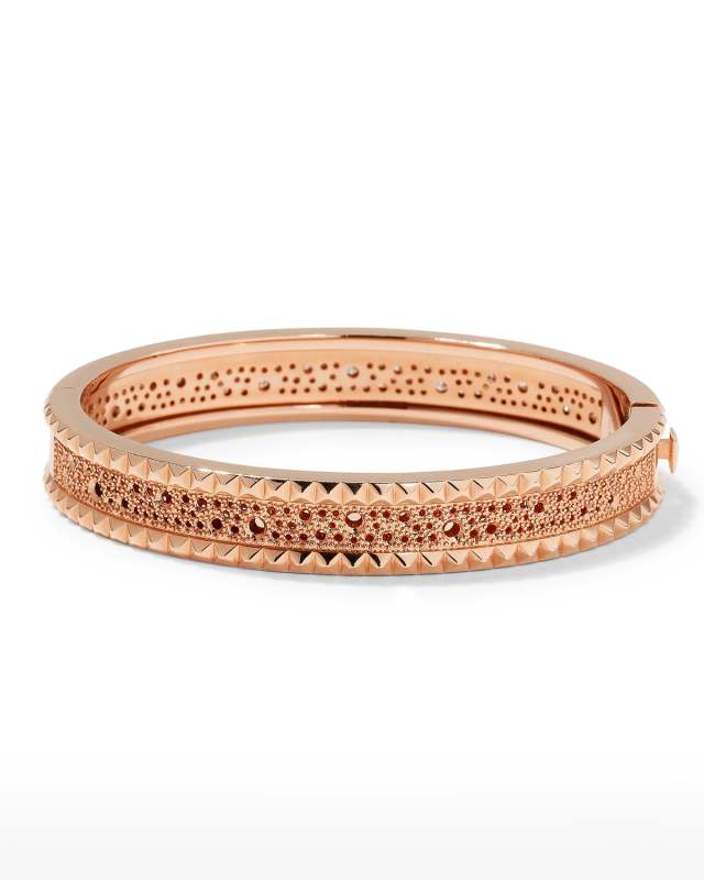 ROCK & DIAMONDS Slim 18K Rose Gold Bangle
