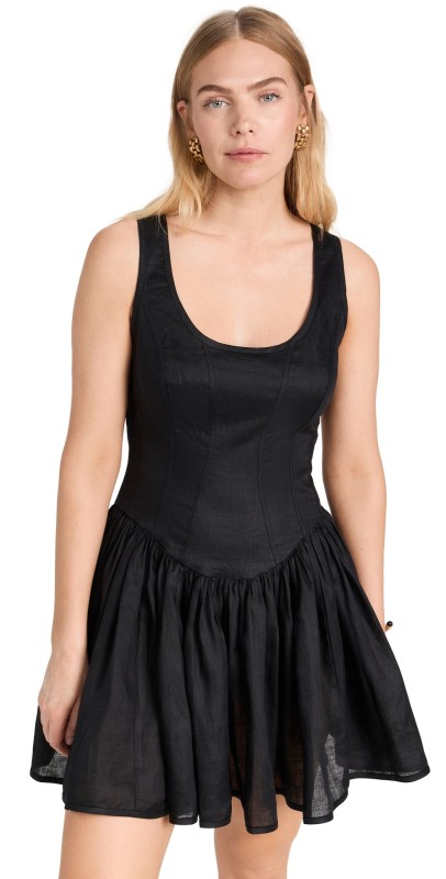 Zimmermann August Panelled Mini Dress Black